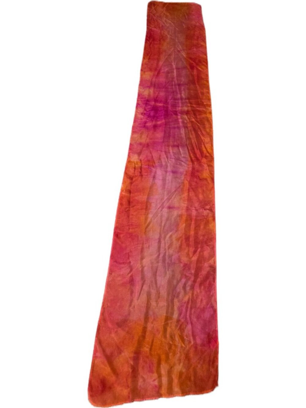 100% Silk Georgette Scarf Matte Abstract Watercolor Tie Dye Red Pink Orange 58" - Picture 6 of 9